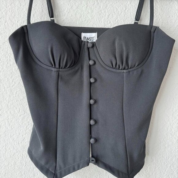Princess Polly charcoal gray long corset top🍸🖤 - Picture 2 of 8
